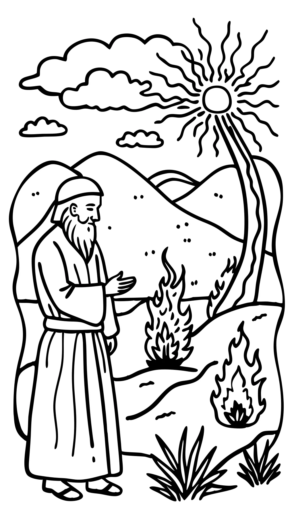 moses and burning bush coloring page